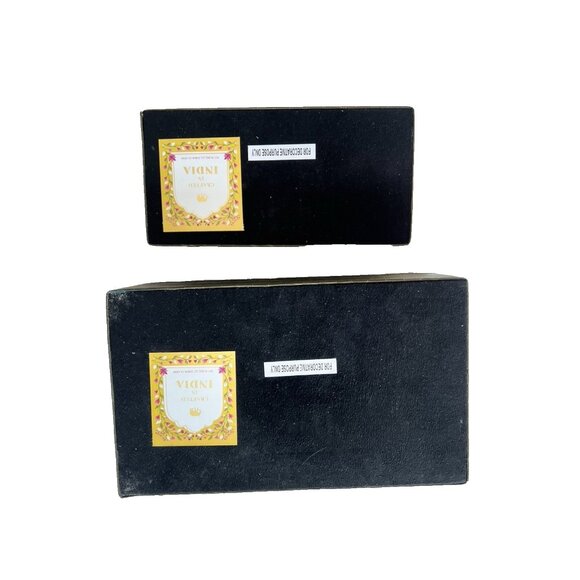 S/2 Vegan Crocodile Decorative Boxes GREEN GOLD EQUESTRIAN Jewelry Storage - Picture 11 of 16